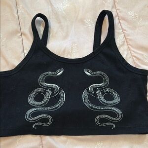 HOT TOPIC Black Crop Top with Snake Design